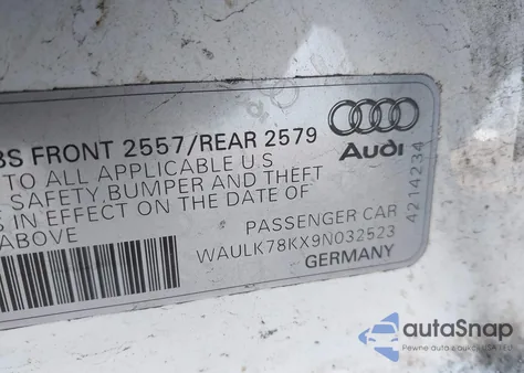 2009 Audi A4 3.2 Premium Plus z USA, uszkodzony, nr VIN WAULK78KX9N032523